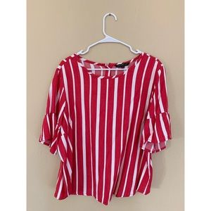 Red & White striped blouse